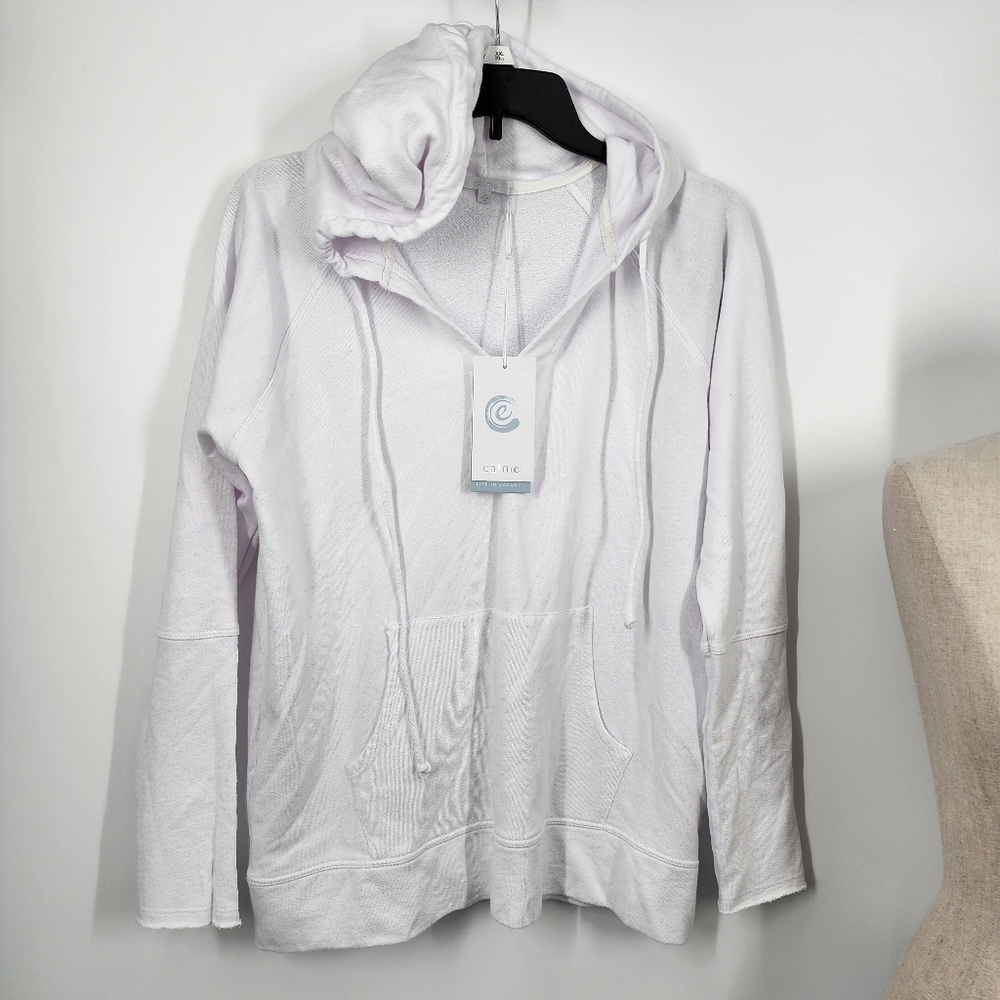 NEW Johnny Was Calme Size Medium White Mira Hoodie Terry sweatshirt pullover